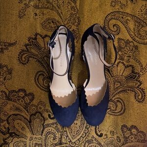 Marc Fisher Navy Scalloped Heels